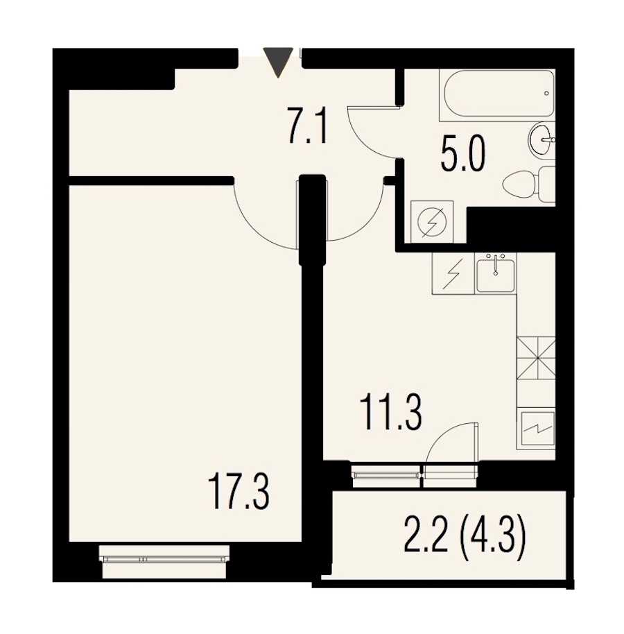 Однокомнатная квартира в : площадь 44.4 м2 , этаж: 16 – купить в Санкт-Петербурге